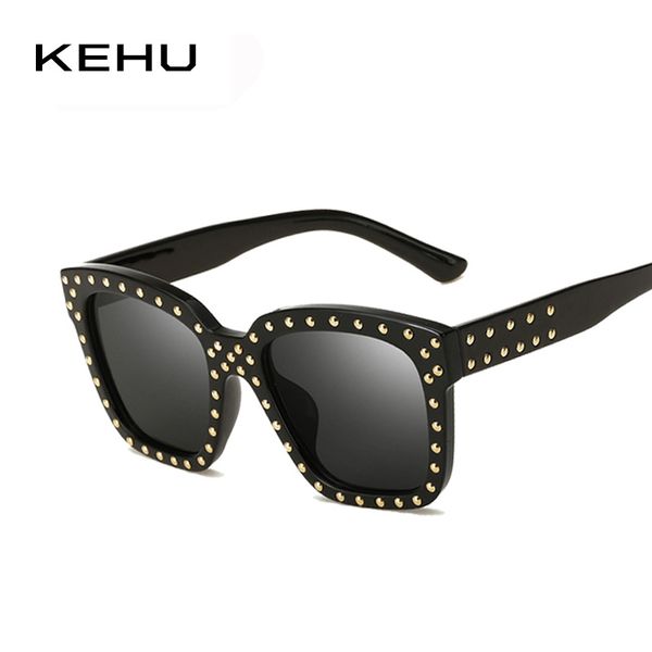 

sunglasses kehu women rivet fashion square vintage brand designer coating sun glasses h1823, White;black