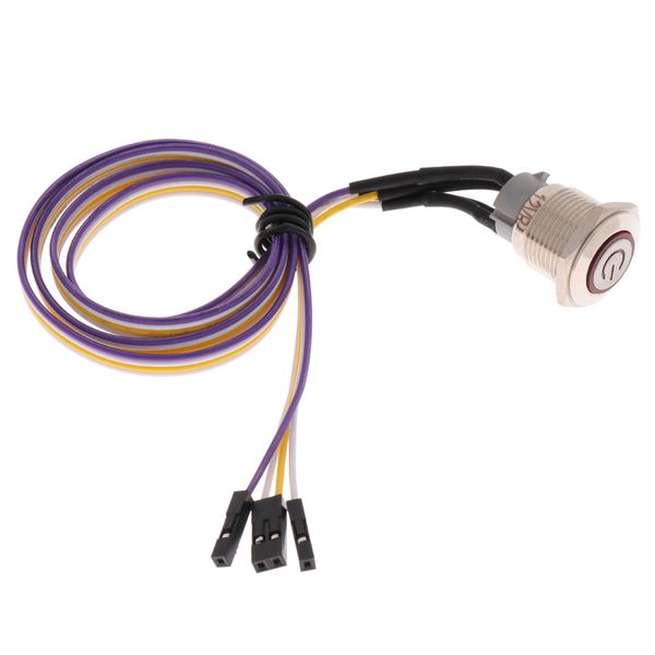 

1pack 16mm chassis switch with 60cm cable red led ring with switch symbol