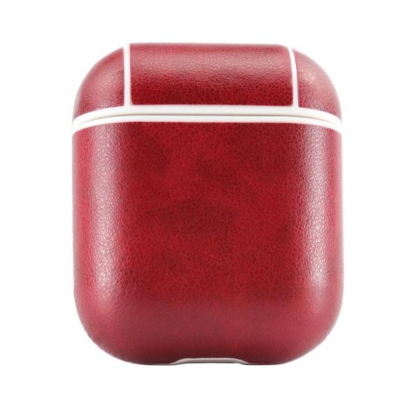 

luxury pu leather cover case protector for airpods 2 charging case shell skin protective with clip an-ti lost