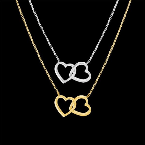 

10pcs rose gold love heart necklace pendants simple fashion stainless steel necklace for women lovers jewelry gift wholesale, Silver