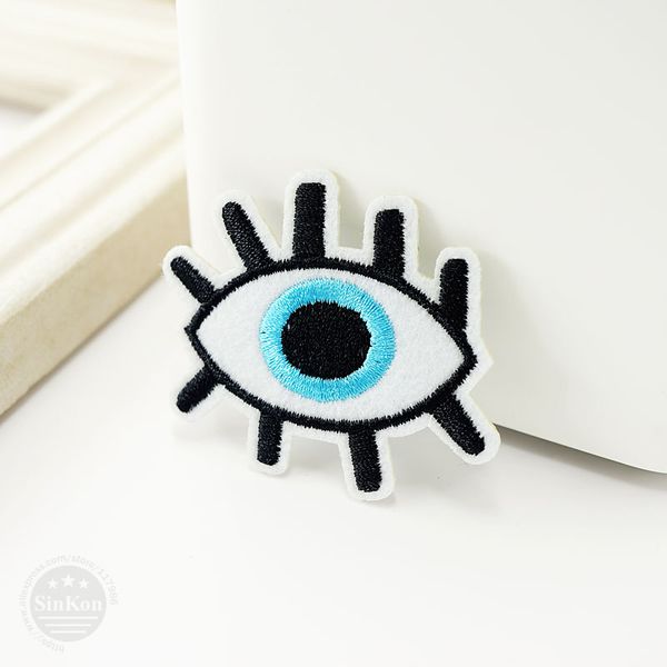 Auge (Größe: 5,3 x 4,8 cm), Cartoon-Abzeichen, DIY-Stickerei-Patch, Applikation, Kleidung, Kleidung, Nähzubehör, dekorative Abzeichen-Patches