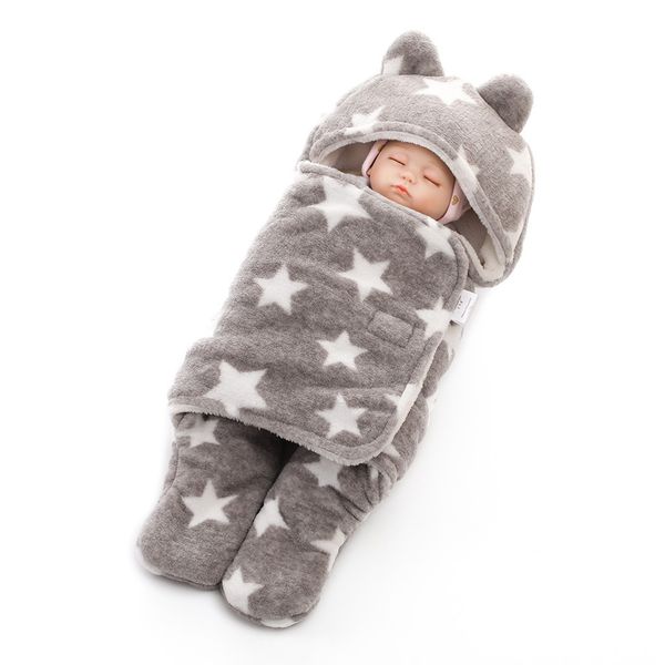 

hooded fleece swaddle wrap/blanket baby sleeping bag for age 0-1 year