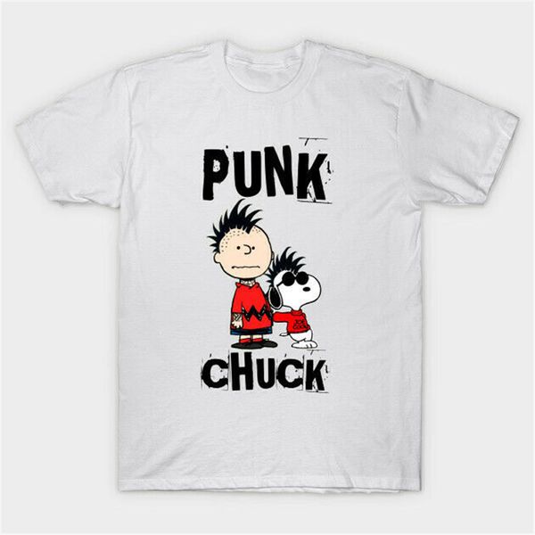 

punk chuck snoppy charlie brown funny punk rock hair parody white t-shirt s-3xl christmas gifts tee shirt