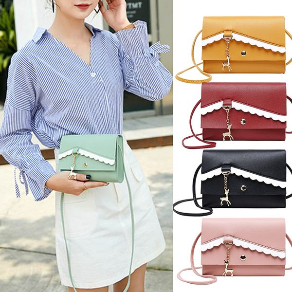 

womens small deer pendant square bag pu single shoulder messenger bags sale-wt