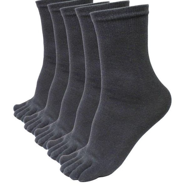 

5 pairs men sports running five finger toe socks elastic short soild socks with separate toes sport women #p, Black