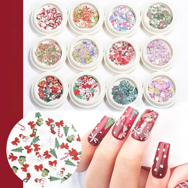 

2 boxes of christmas series nail art sequin ornament diy manicure decoration, Silver;gold