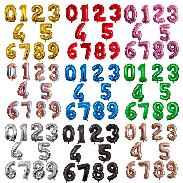 

32 inch rose gold silver foil number balloons birthday party decor air helium number globos kid baloons birthday balon