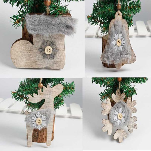 

christmas tree bells wood wool diamond pendant hat glove boots snowflake christmas ornaments decoration