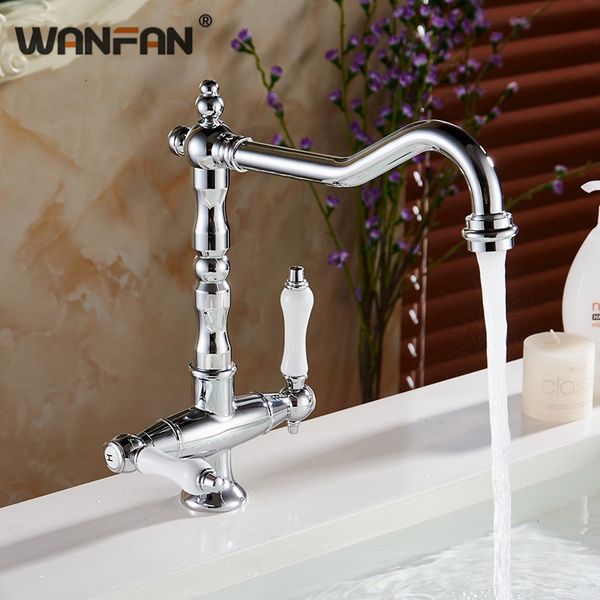 

kitchen sink faucets 360 degree swivel classic white dual handle basin taps chrome retro single hole torneira cozinha n22-006