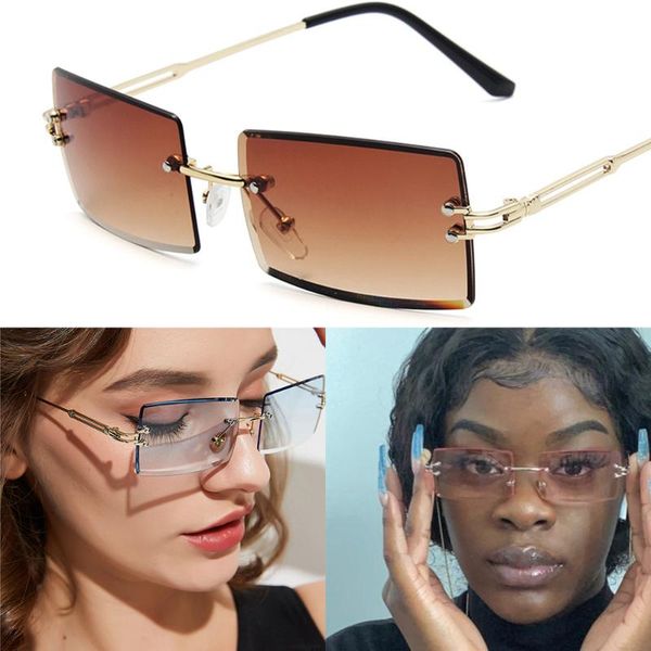 

прямоугольник женские солнцезащитные очки женщины 2020 rimless площади поляризованные солнцезащитные очки для дам zonnebril дам vrouwen брил, White;black