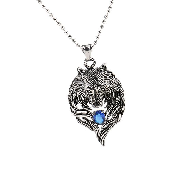 

fashion charm women lady diamond wolf head stainless steel necklace, Silver