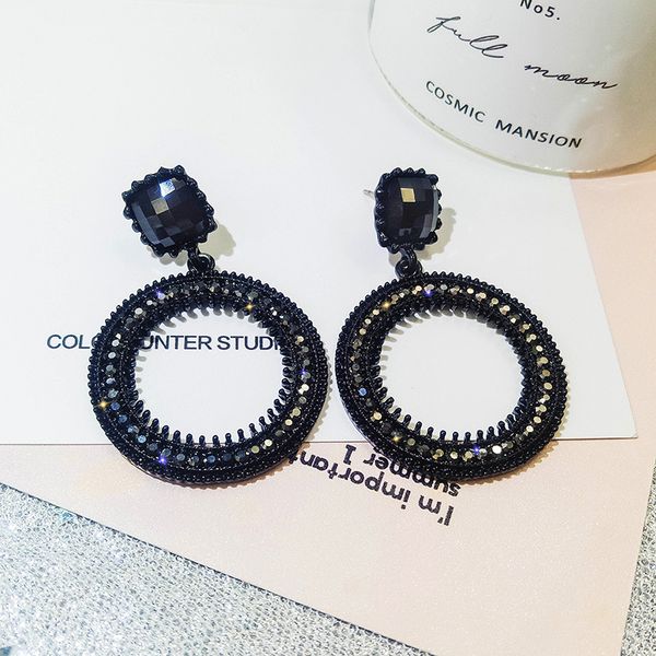 

dangle & chandelier 2021classic crystal round women earrings long circle for drops exaggerated, Silver