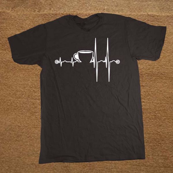 

хлопок для мужчин майка мужская кофейная чашка heartbeat футболка мужская o-образным вырезом с коротким рукавом