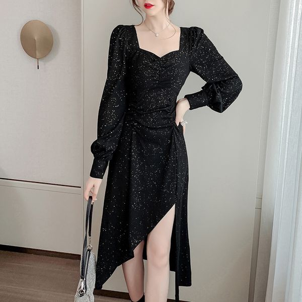 

french small light dressluxury socialite dress 2020 new autumn long sleeve light mature hepburn style black dress for women vbwdx, Black;gray