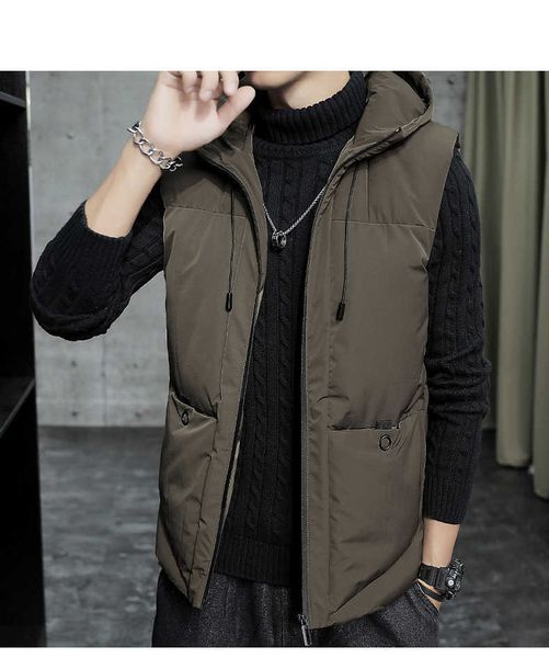 

2020 new arrival mens vest jacket fashion winter men thick keep warm down vest coat casual sleeveless jackets with hooded2s, Black;white