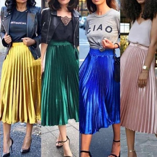 

fashion women solid high waist elastic waist skirt fashion long maxi beach skirts casual drop shipping, Black