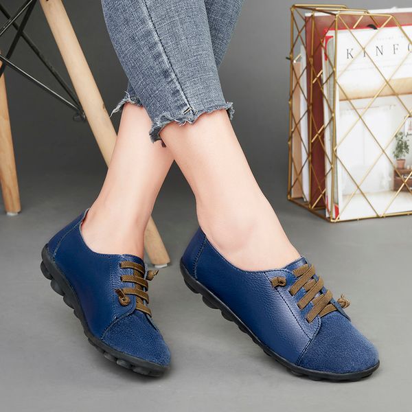 

women's shoes leather soft peas casual sneaker non-slip mom loafers female footwear work shoes for women moccasins large 44 size, Black