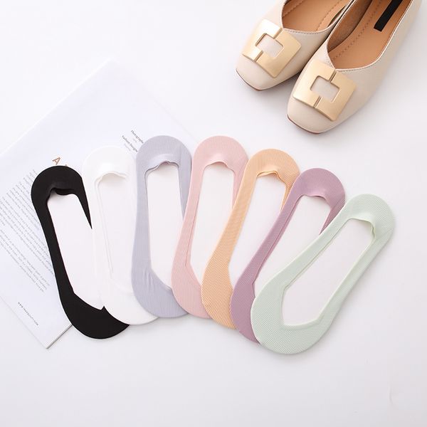 

socks & hosiery 4 pairs ladies summer thin sock slippers silicone antiskid ice silk seamless invisible women solid boat korea, Black;white
