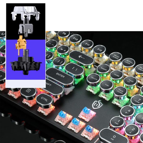 

backlight effect plated keyboard for lappc black with outemu blue switches hjk900-5 wired mechanical keyboard with 104 keys