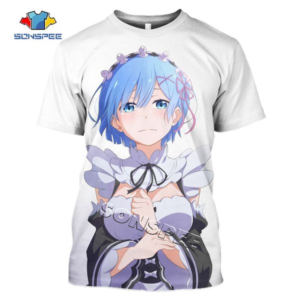 

re:zero ram and rem 3d anime summer street wear men 3d print shirts humor plus size oversized men clothing