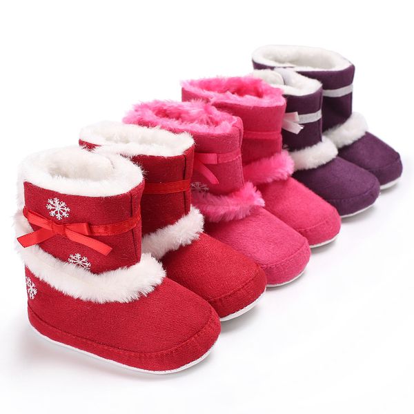 

2020 newborn baby girls princess shoes winter warm boots soft bottom warm baby non-slip boots toddler shoes christmas gift, Black;grey