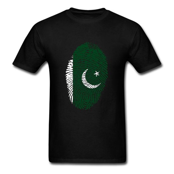 

retro pakistan flag fingerprint short sleeved t-shirts boy casual clothing pure cotton round neck men's t shirt for team