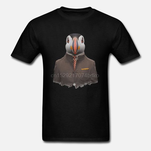

puffin tshirt zoo portraits t-shirt tee cotton white animal art tshirt funny illustration gift artist designed men's t-shirt