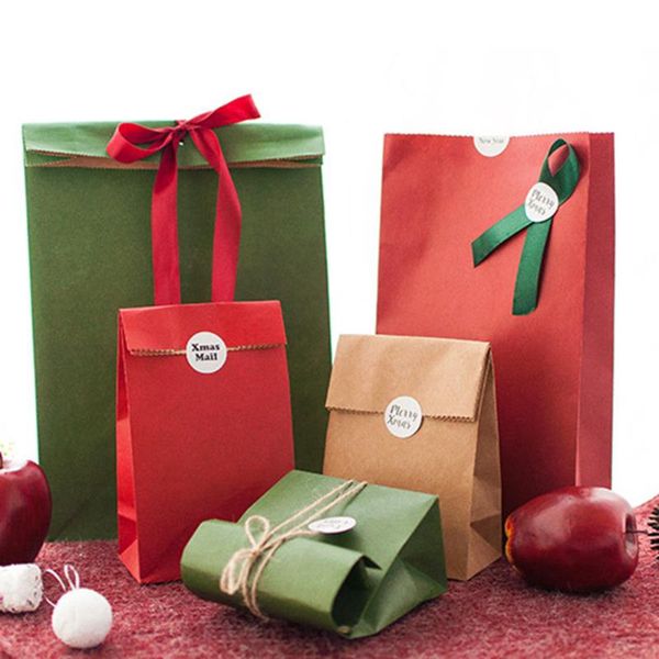 

gift wrap kraft paper bags stand up dot child party birthday seal packing treat bag supplies