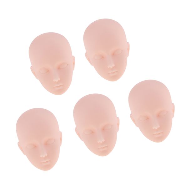 

5pcs normal skin tone doll unpainted heads for 1/6 bjd dolls practice makeup