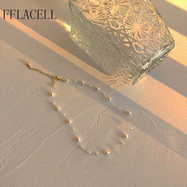 

chokers fflacell ins baroco style vintage freshwater pearl collar necklace women elegant crystal jewelry kolye, Golden;silver