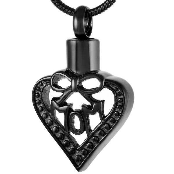 

ijd9201 rose gold mother heart shaped stainless steel hollow necklace cremation for ash souvenir memorial necklace jewelry, Silver