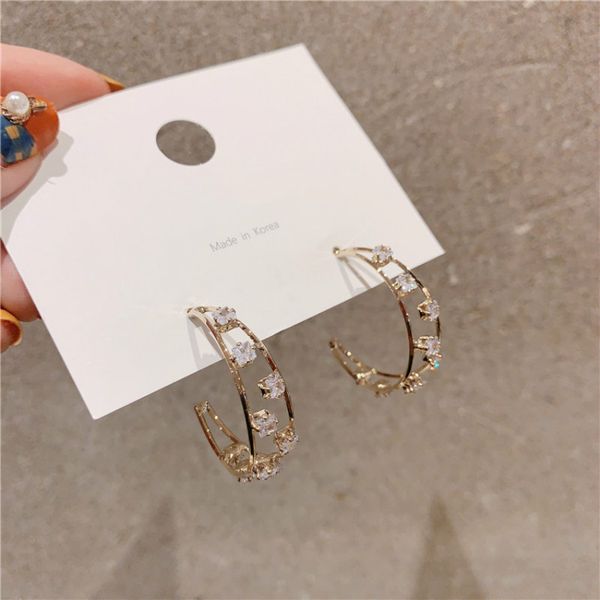 

hoop & huggie zeojrlly trendy crystal round women earrings korean ins french elegant pearl water female simple jewelry, Golden;silver
