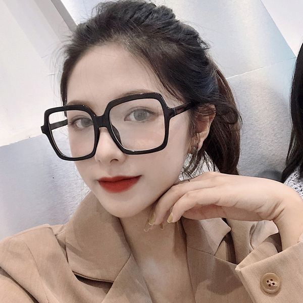 

fashion sunglasses frames oversized square eyeglasses women vintage anti-blue light computer myopia eye glasses optics plastic men 2021, Black