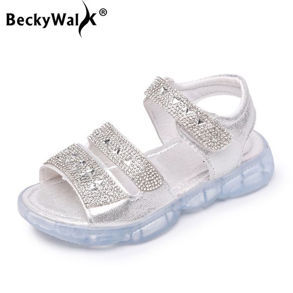 

2020 new rhinestone summer open toe casual beach children shoes girls sandals fashion princess shoes kids sandals 26-36 csh872, Black;red