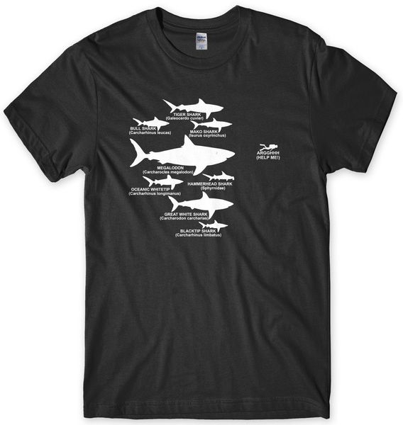 

shark hierarchy diver diving funny mens t-shirt