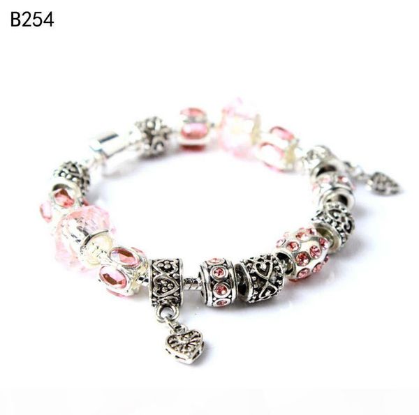 

h snowflake butterfly tibetan silver glass beads charm bracelet ,fashion women 's diy european beads bracelet 6 pieces a lot mixe, Golden;silver