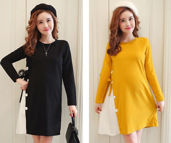 

make maternity winter fashion maternity dress irregular patchwork lax pregnant women dress, White