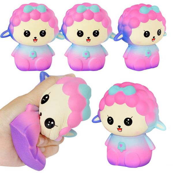 

jumbo cute sky color sheep squishy colorful rainbow alpaca slow rising straps soft squeeze scented bread cake fun kid toy gift