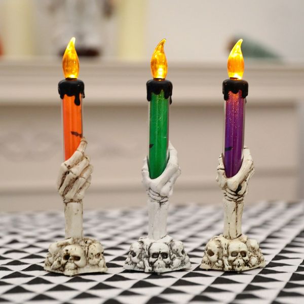 

halloween decorative props electronic candle lamp bar party ghost festival decorative ornaments skull skeleton electronic candlestick orname