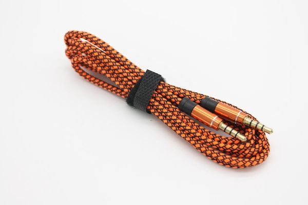 

1.5m/3m 3.5mm gold-plated connectors braided fabric male to male aux audio cable cord 20
