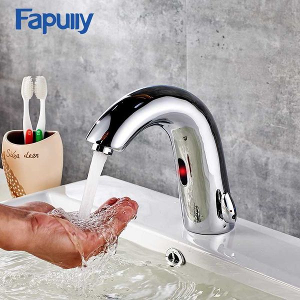 

fapully automatic sensor faucets chrome and cold water basin faucet infrared bathroom sink basin mixer hands touch tap 687
