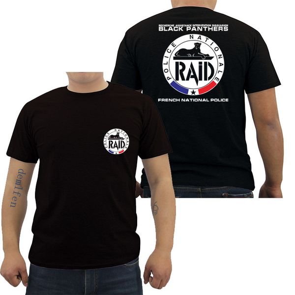 

fashion raid french police t shirt anti-terrorism unit print t-shirts summer men's cotton short sleeve o-neck shirts cool tees