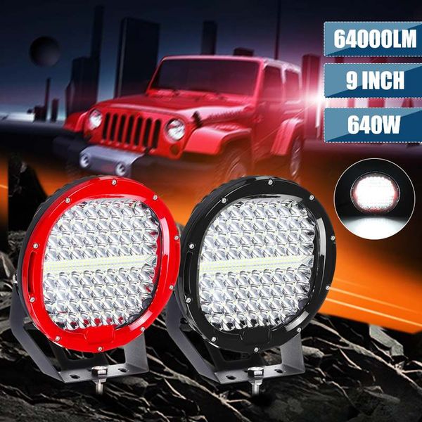

working light 9inch 640w round 12v led driving work for 4x4 offroad truck boat 4wd suv atv car 24v external lights cover