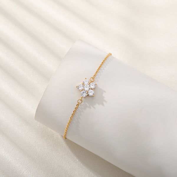 

charm bracelets elegant and romantic flower bracelet small pure fresh cherry blossom sweet jewelry women fashion accessories, Golden;silver