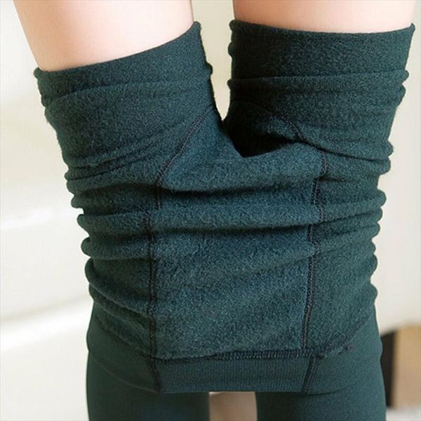 

женщины зима толстые теплые леггинсы мода новые руно подкладка тепловое эластичный тонкий тощий поножи перевозка груза падения, Black