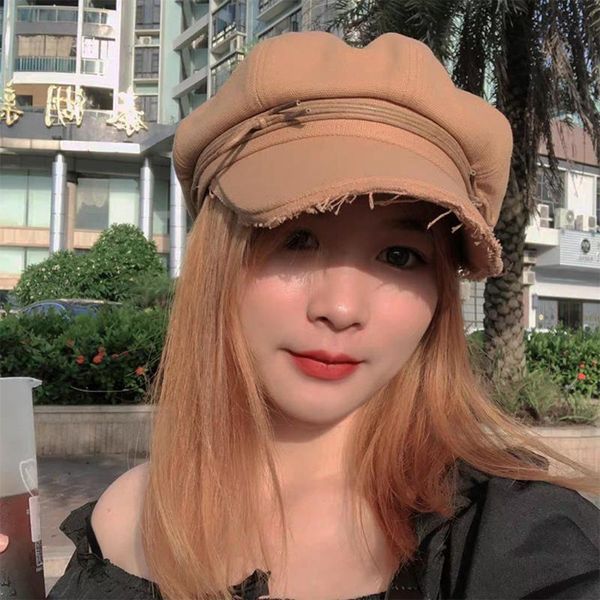 

hat women autumn and winter new style octagonal hat japanese navy literary beret women, Blue;gray