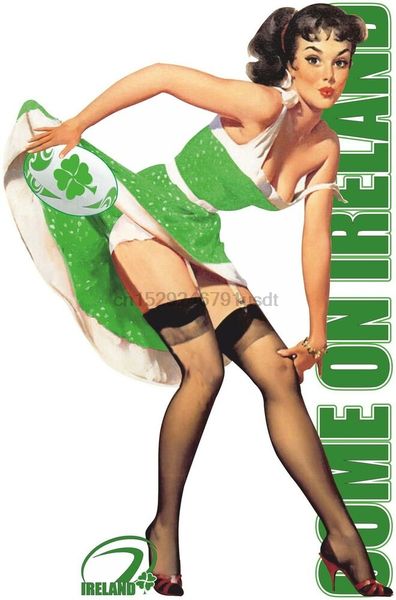 

ireland rugby t shirt nations union irish pin up girl come on irish