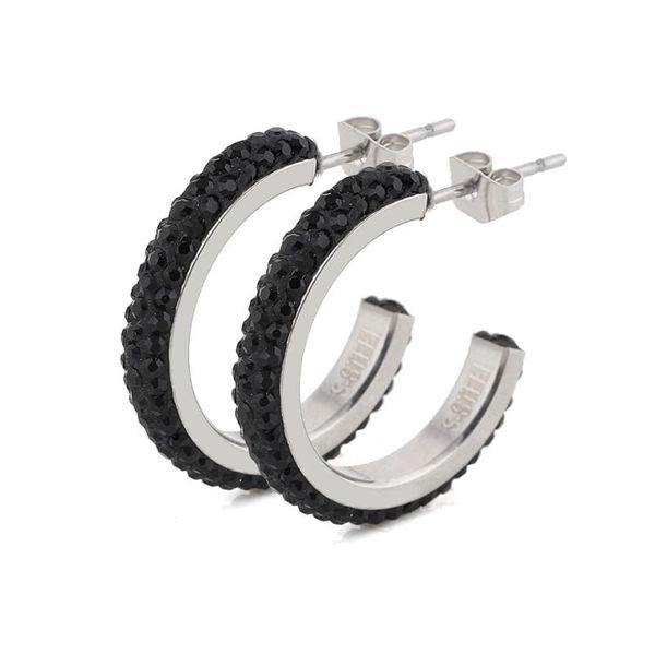 

316l stainless steel moon crystal earrings for women,make with black cz crystal, Golden;silver