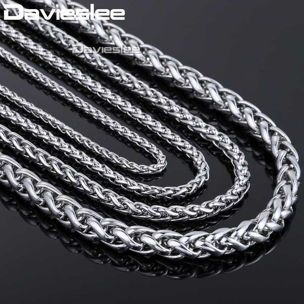

davieslee stainless steel necklace for men wheat link chain 3/4/5/6/8/10mm men's jewelry wholesale dropship dlknm11, Silver