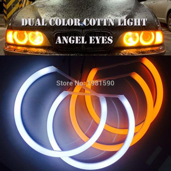 

4x146mm white yellow dual color cotton light angel eyes headlighst for e46 vorfacelift auto headlight halo ring kit